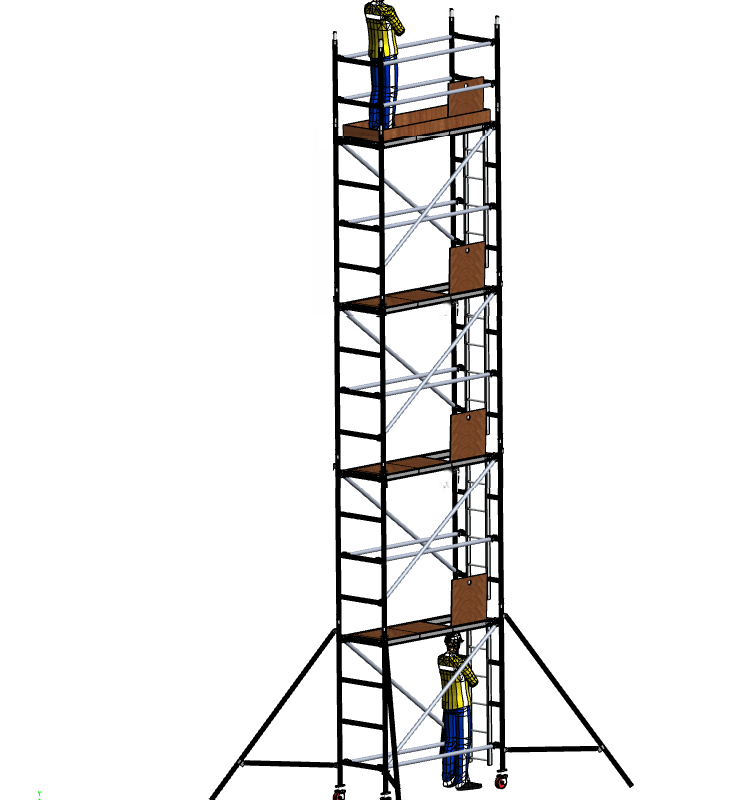 פיגום אלומיניום מקצועי גובה דריכה 8 מ – רוחב סטנדרטי