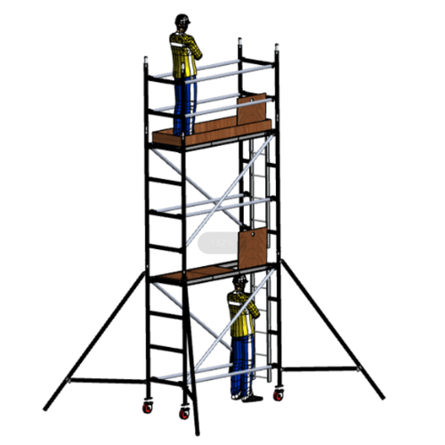 פיגום אלומיניום מקצועי גובה דריכה 4 מ – רוחב סטנדרטי