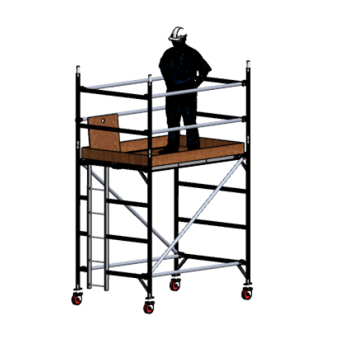 פיגום אלומיניום מקצועי גובה דריכה 2 מ – רוחב כפול