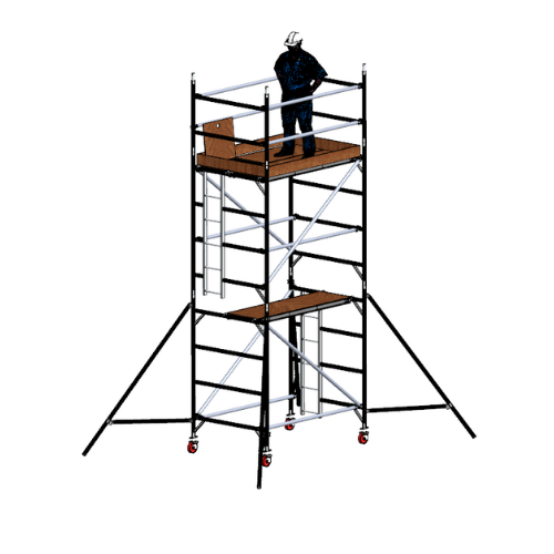 פיגום אלומיניום מקצועי גובה דריכה 4 מ – רוחב כפול